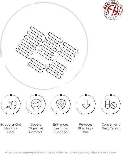 Miniatura 6 de Fitness Health Acidophilus Lactobacillus 500 millones de 60 comprimidos - Tabletas de enfermedad de viaje - Suplementos probióticos - Suplementos de