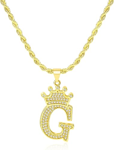 KYNOX A-Z Initial Necklace 14K Gold Pendant for Men Women, Letter Necklace Every