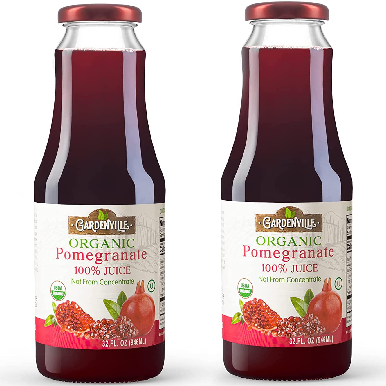 Amazon.com : Gardenville Organic Pomegranate Juice (Pack of 2), USDA ...