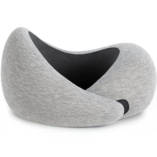 Ostrichpillow Go - Luxus-Reisekissen mit Memory Foam | Flugzeugkissen, Auto-Reisekissen, Nackenstütze (Grau)