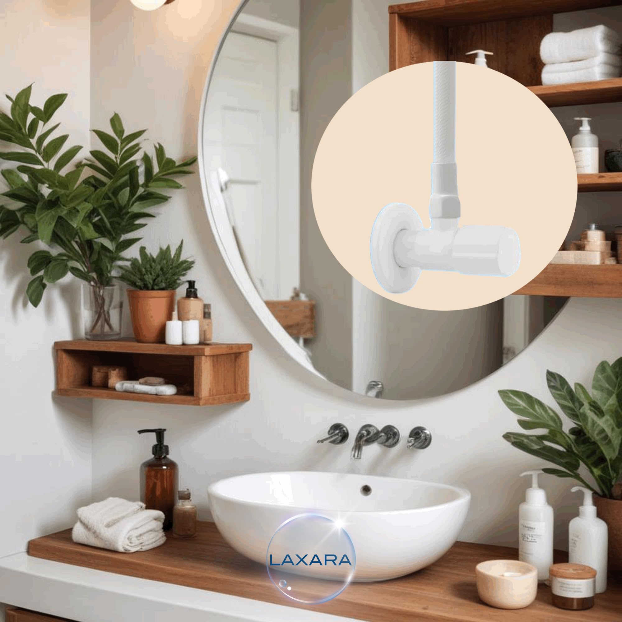 Set di collegamento Premium bianco opaco, valvola angolare 1/2" x 3/8", tubo flessibile 3/8" x M10, con nastro in teflon, certificato DVGW, per cucina, bagno e acqua potabile, per rubinetto