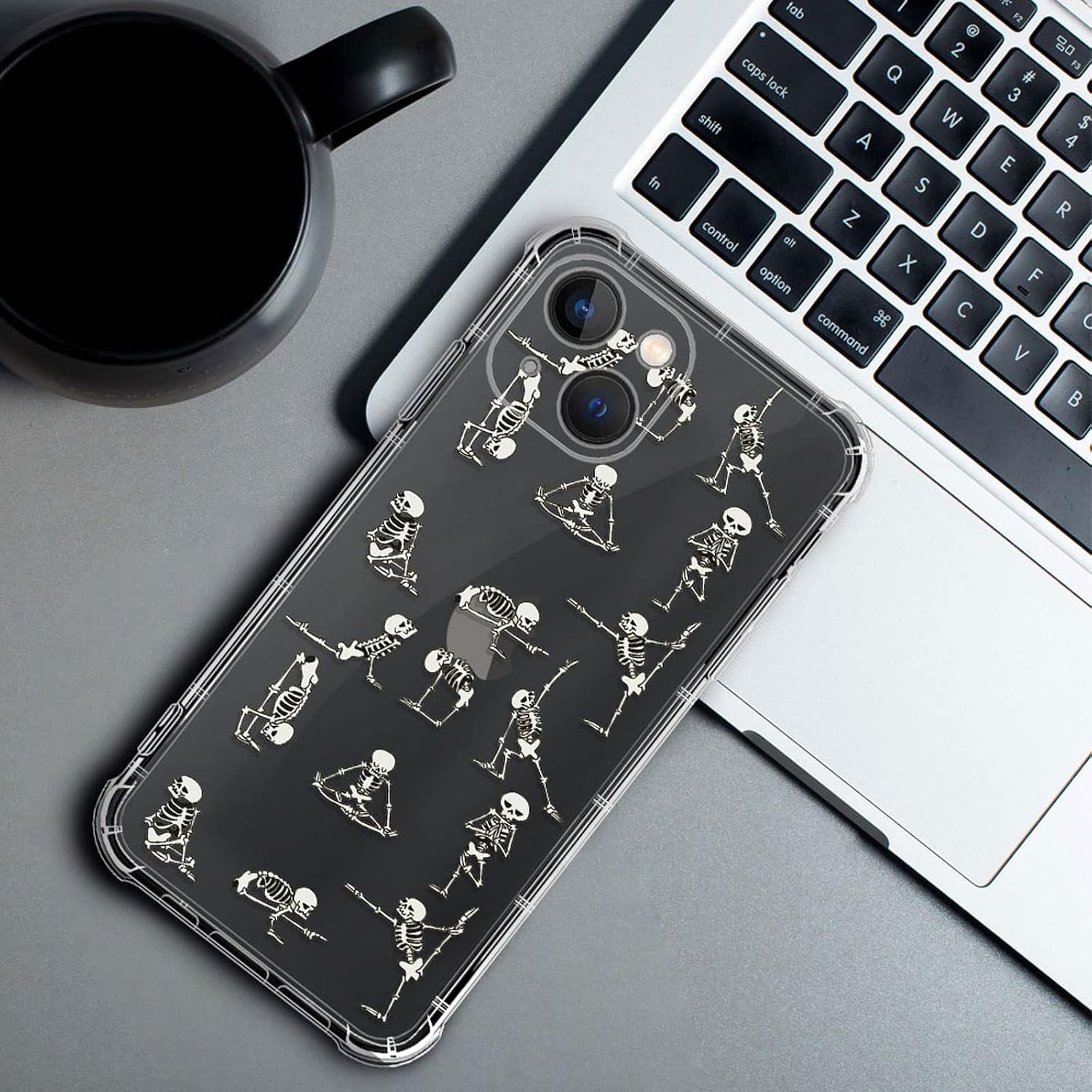 CARLOCA Compatible with iPhone 14 Case for Girl,Clear with Funny Cute Yoga Skeleton Pattern Design Plastic Shockproof TPU Bumper Protective Case for iPhone 14 image 5