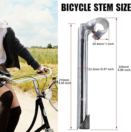 Miniatura 2 de Vástago de bicicleta de 1.000 in x 0.874 in (1 x 0.87 pulgadas) de aleación de aluminio y acero con forma de cuello de cisne de 8.661 in8.66