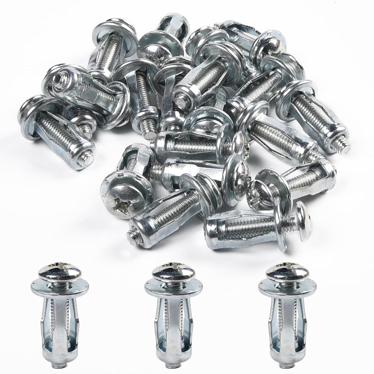 20Pcs M6x25mm Jack Nuts Petal Nuts Expansion Nuts Hollow Door Anchor with Screws Hollow Metal Cavity Fixing Hollow Wall Anchors for Aluminium Cladding Sheet Steel Pipe,Iron Sheet,Hollow Plastic Sheet