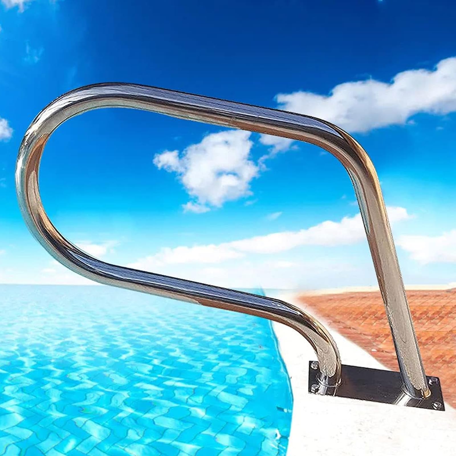 WMYWBYT Pool Railing Humanized Swimming Pool Handrail Mounted Braced Swimming Pool Easy Mount Hand Grab Rail for Garden Backyard Pools