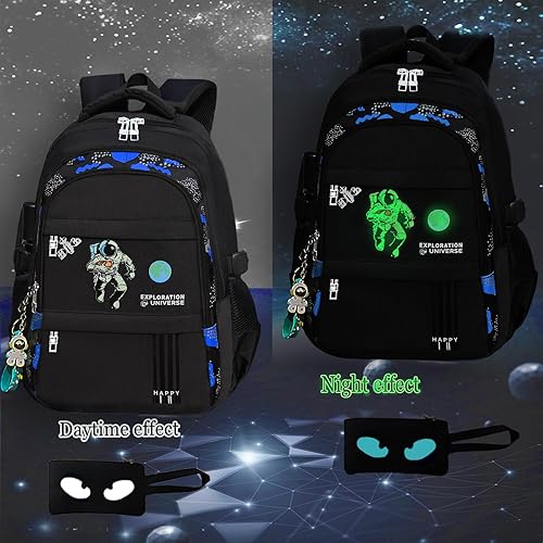 Miniatura 8 de EymAnn BlackTravel backpackAnime Luminous Backpack, Negro -, Mochila que brilla en la oscuridad, mochila astronauta