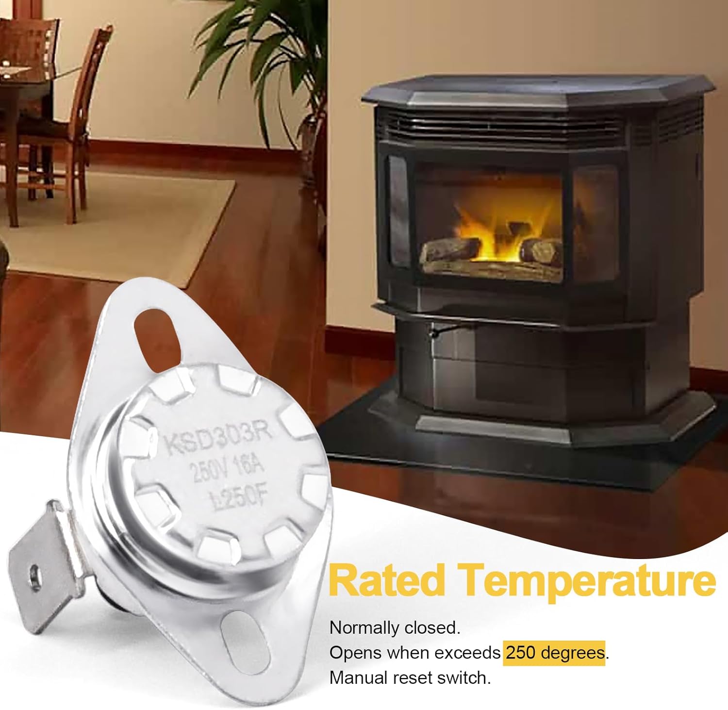 Adviace Replacement 812-3381 Exhaust Combustion Blower Motor & SRV230-1290 High Limit Switch for Quadrafire Classic Bay CB1200i Insert Pellet Stoves and Heatilator Eco Choice CAB50, PS50 Pellet Stove.