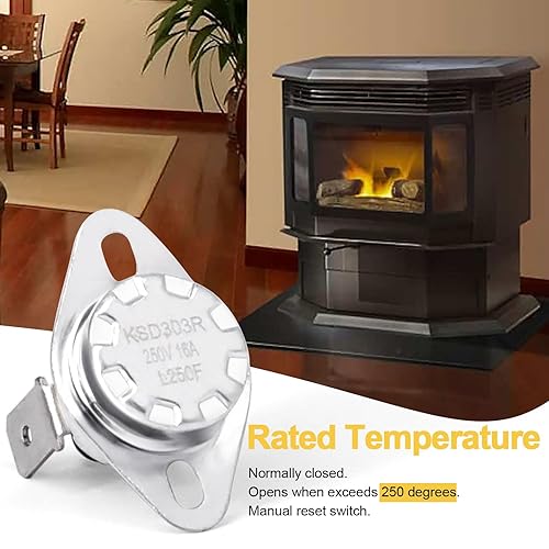 Vista 47 de Adviace Interruptor de límite de alta temperatura 80683 para estufas de pellets Breckwell P1000 Big E, P20, P22, Ashley APC4000 y calentador