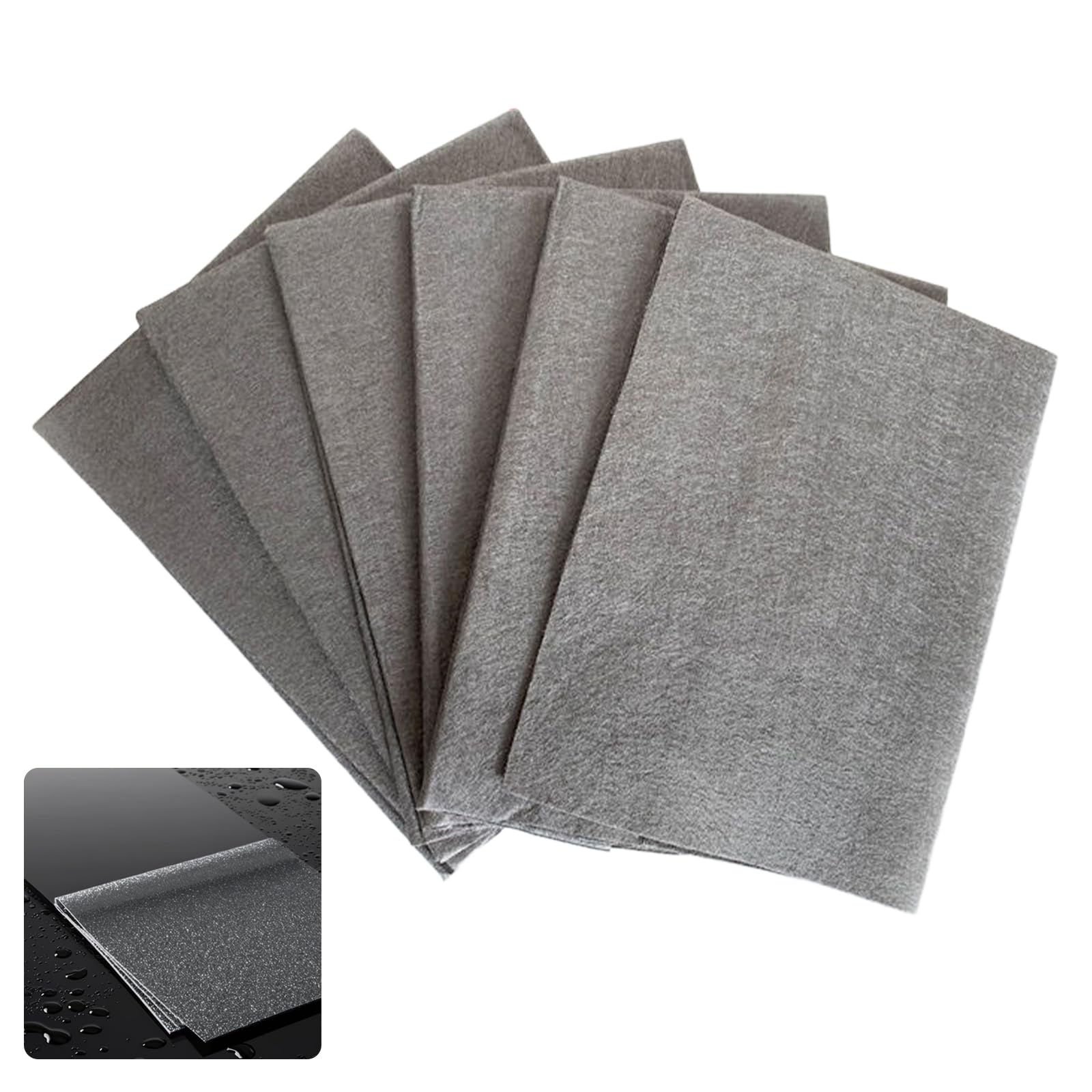 HEUIOP 6pcs Thickened Cleaning Cloth Reusable Microfiber Glass Mirror Cleaning Cloth for Home, Kitchen, Cars, Windows, Glass, 30CM x 40CM (Dark Grey)
