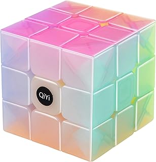 QiYi Warrior Magic Cube 魔方 (日本語6面完成攻略書・専用スタンド付き) 3x3x3 競技専用キューブ 回転スムーズ 立体パズル 世界基準配色 ストレス解消 脳トレ ポップ防止 (ゼリー 魔方)