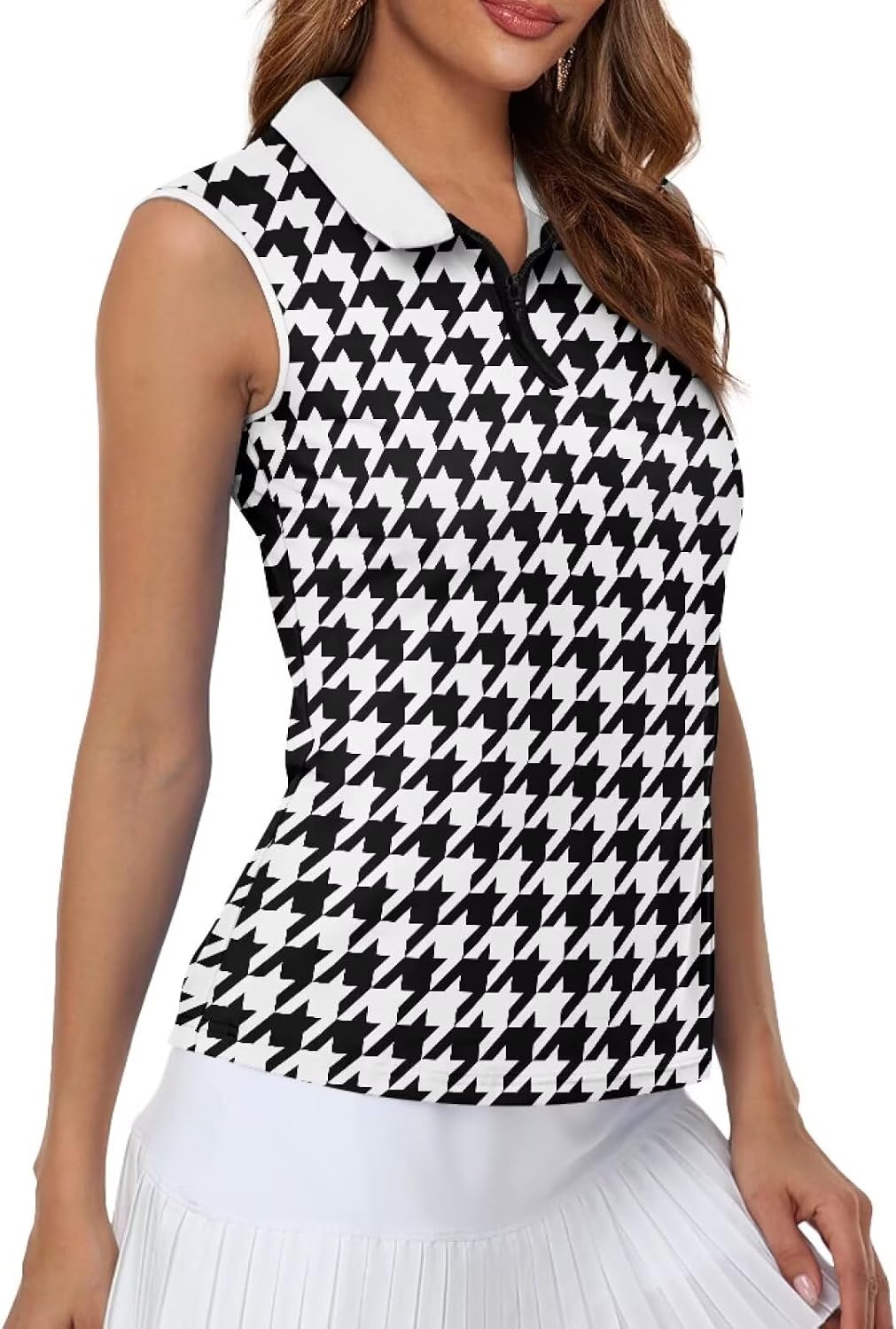 Women's Golf Shirts Lightweight 1/4 Zip Collared Tank Top Moisture Wicking Sleeveless Polo Shirts for Tennis