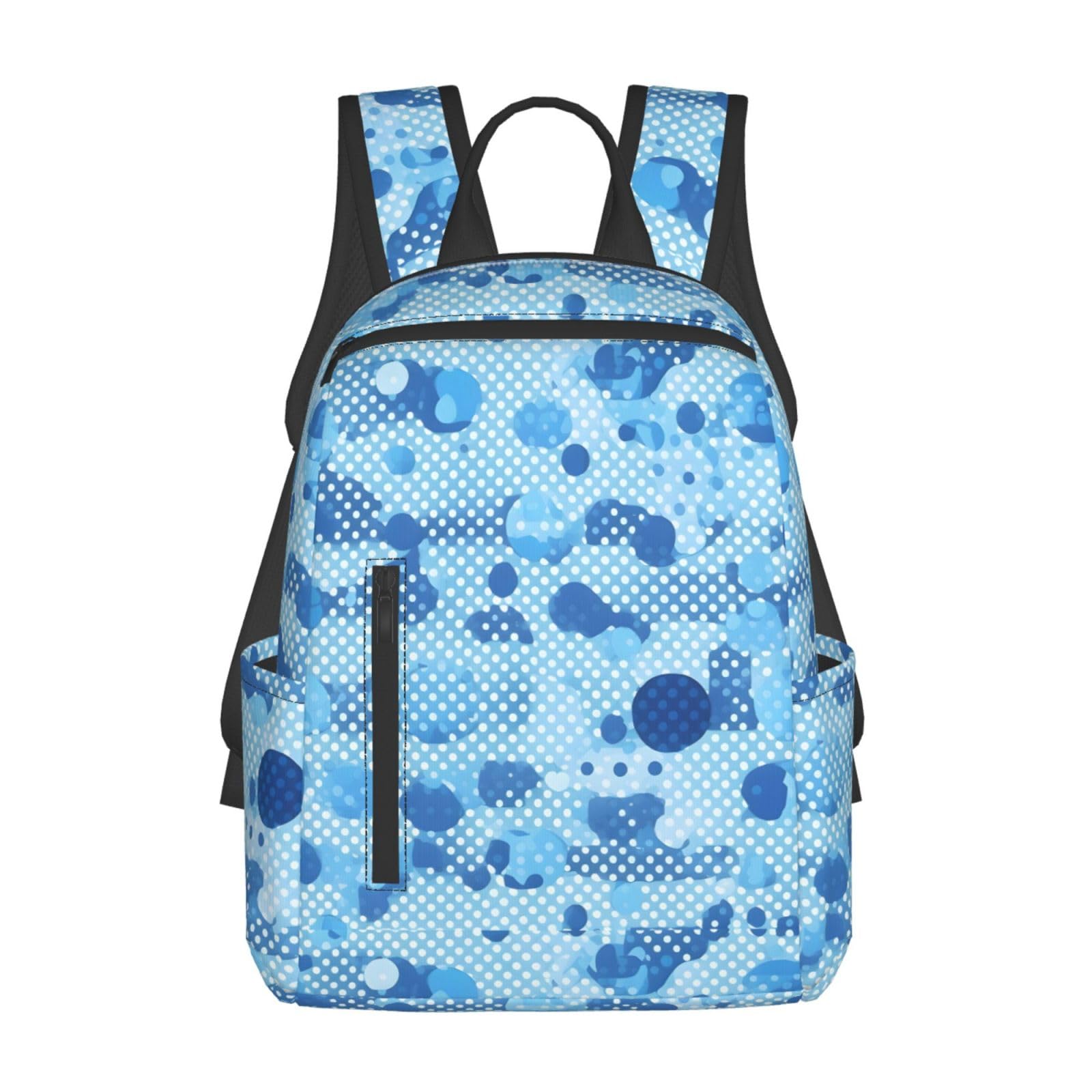 Sac à dos léger imprimé à pois bleus au design bicolore unique - 8