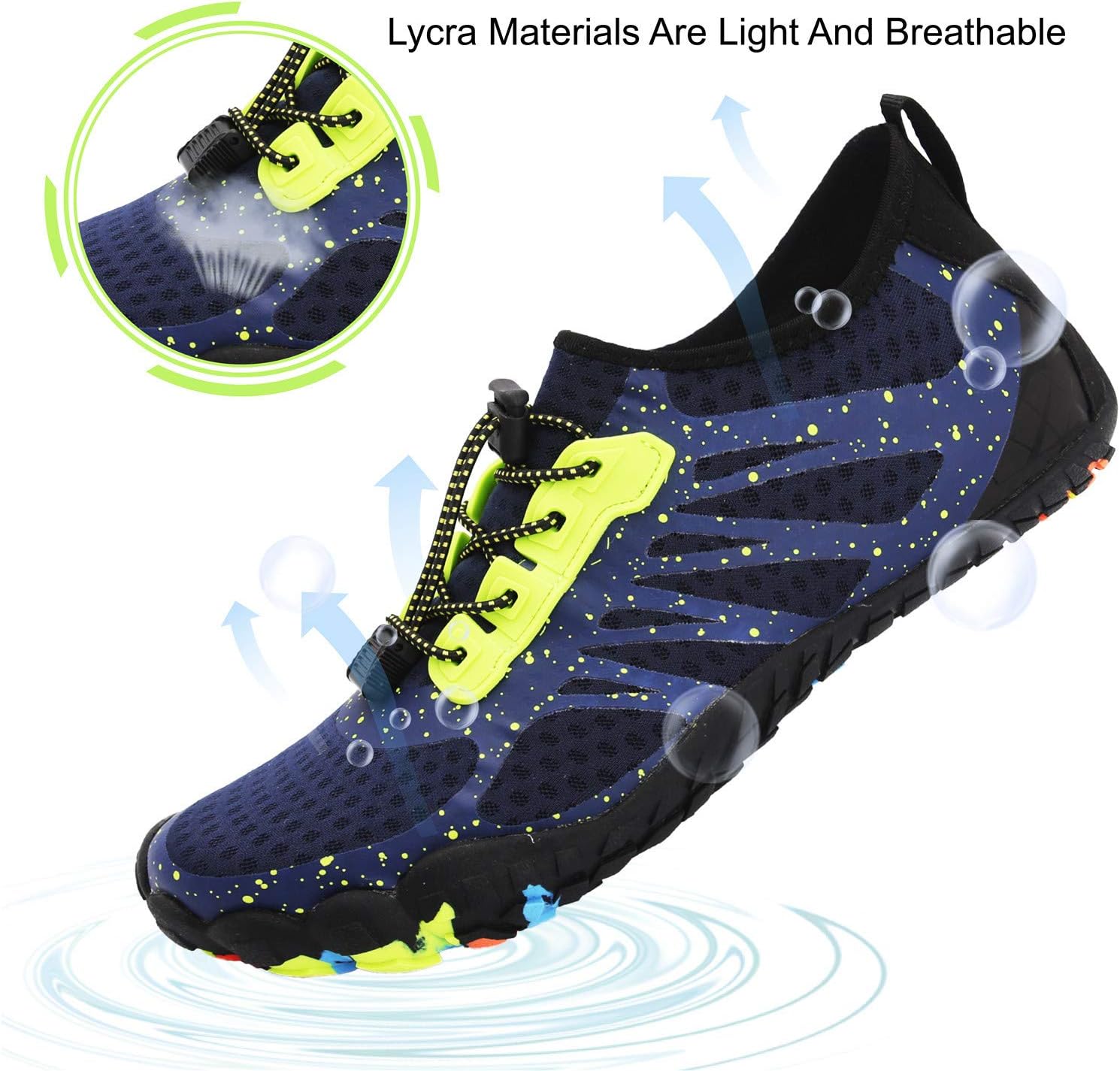 L-RUN Athletic Water Hiking Shoes Beach Sports Shoes for Swim Toe Shoes Women Men 16 Women/14 Men Blue