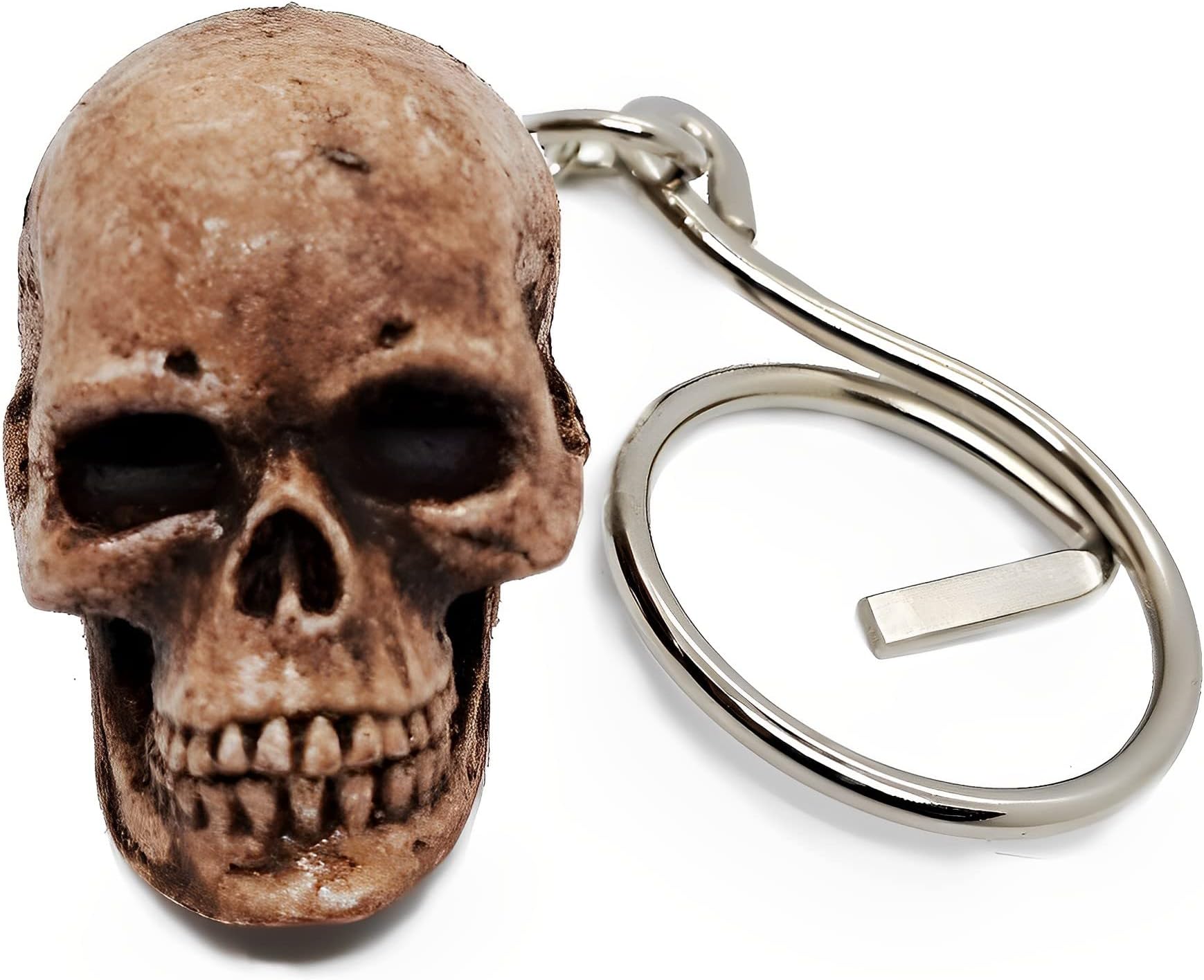 WitnyStore Tiny 2" Human Skull Keyring Sci-fi Action Movies Monster Head - Miniature Hand Made Keychain Key Tag For Men Carabiners Keys Organizer Decorative Collectible Décor Gifts Souvenirs
