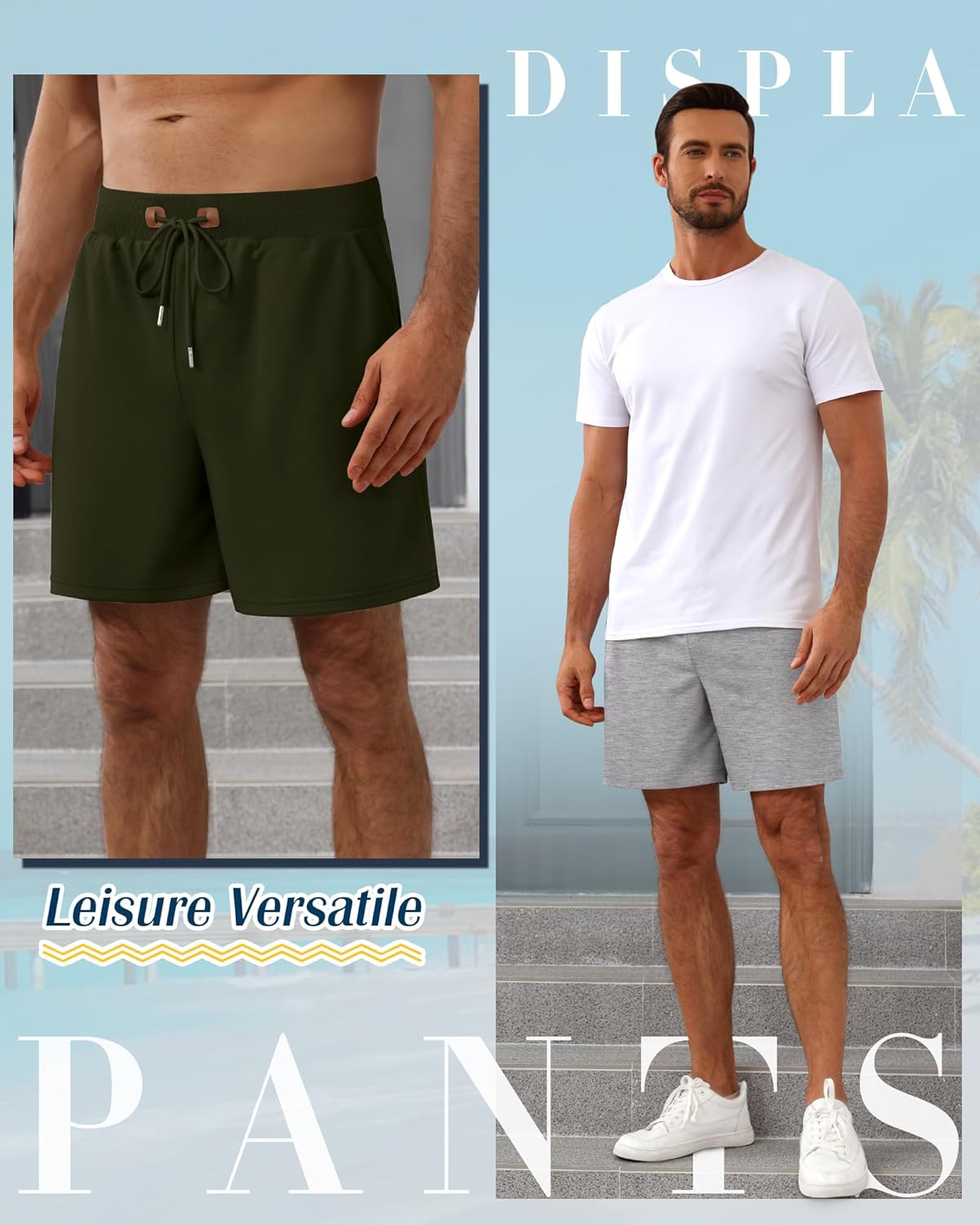 Neer 3 Pack Men's Gym Athletic Drawstring Shorts, Elastic Waist Casual Beach Workout Running Shorts with Pockets Summer Wear - Image 5