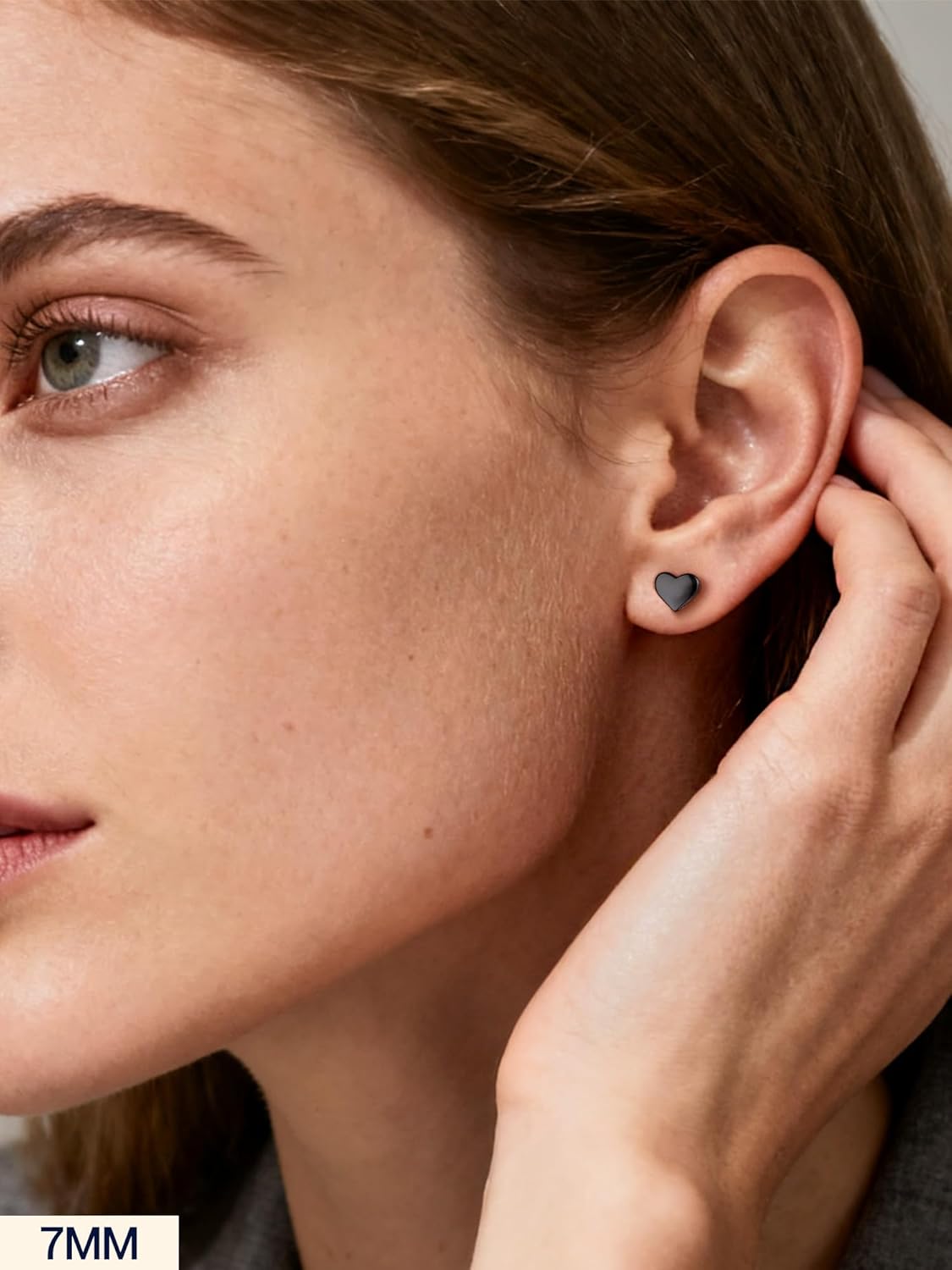 PROSILVER 925 Sterling Silver Studs Earrings for Women, Hypoallergenic Earrings Silver/Gold/Black Flat Back Stud, Heart/Moon Cute Earings Jewelry - Image 3