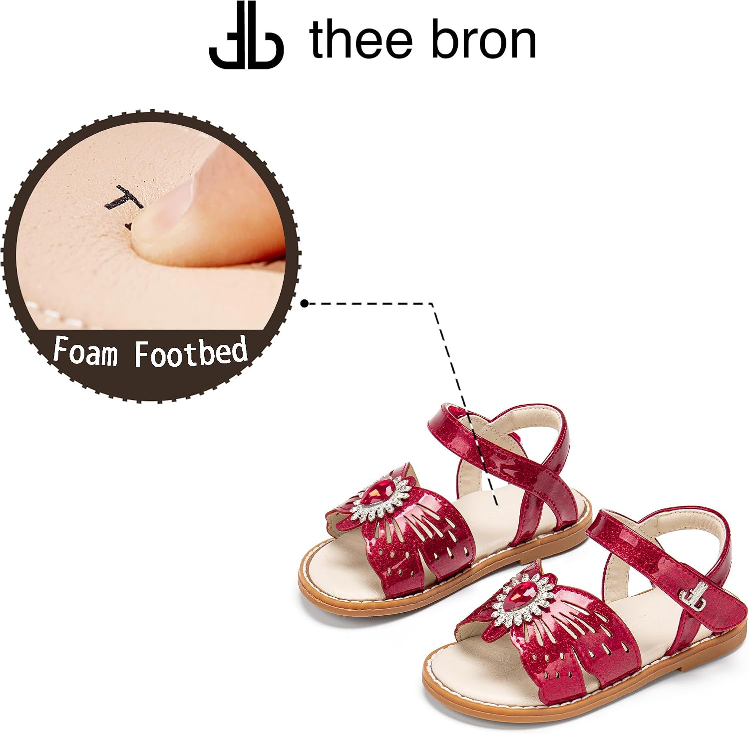 THEE BRON Toddler Girls Sandals Wedding Flower Girl Dress Shoes Summer Open Toe Flats