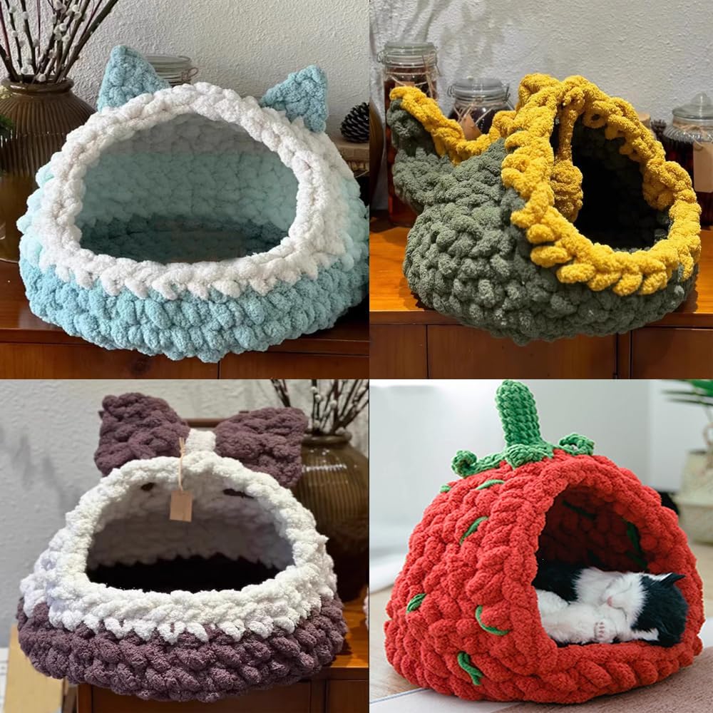 Chunky Chenille Yarn for Crocheting Blanket Bulky Thick Fluffy Yarn Giant Fuzzy Yarn Arm Knitting Yarn (Pink, 4 Pack/1kg)