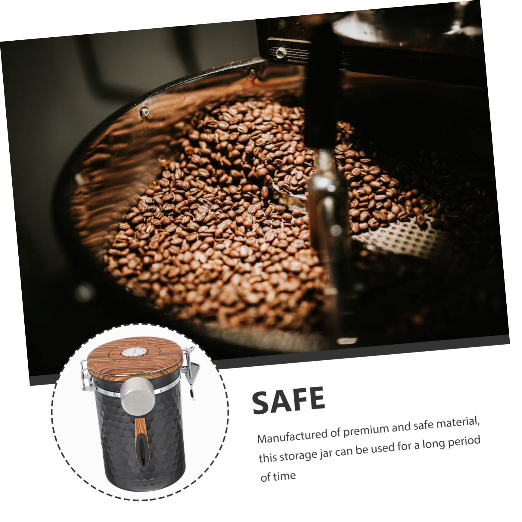 PRETYZOOM Frasco Sellado de Granos de Café Acero Inoxidable Contenedor para Alimentos Secos Bote Hermético para Almacenamiento de Cocina Tapa para Café o Snacks