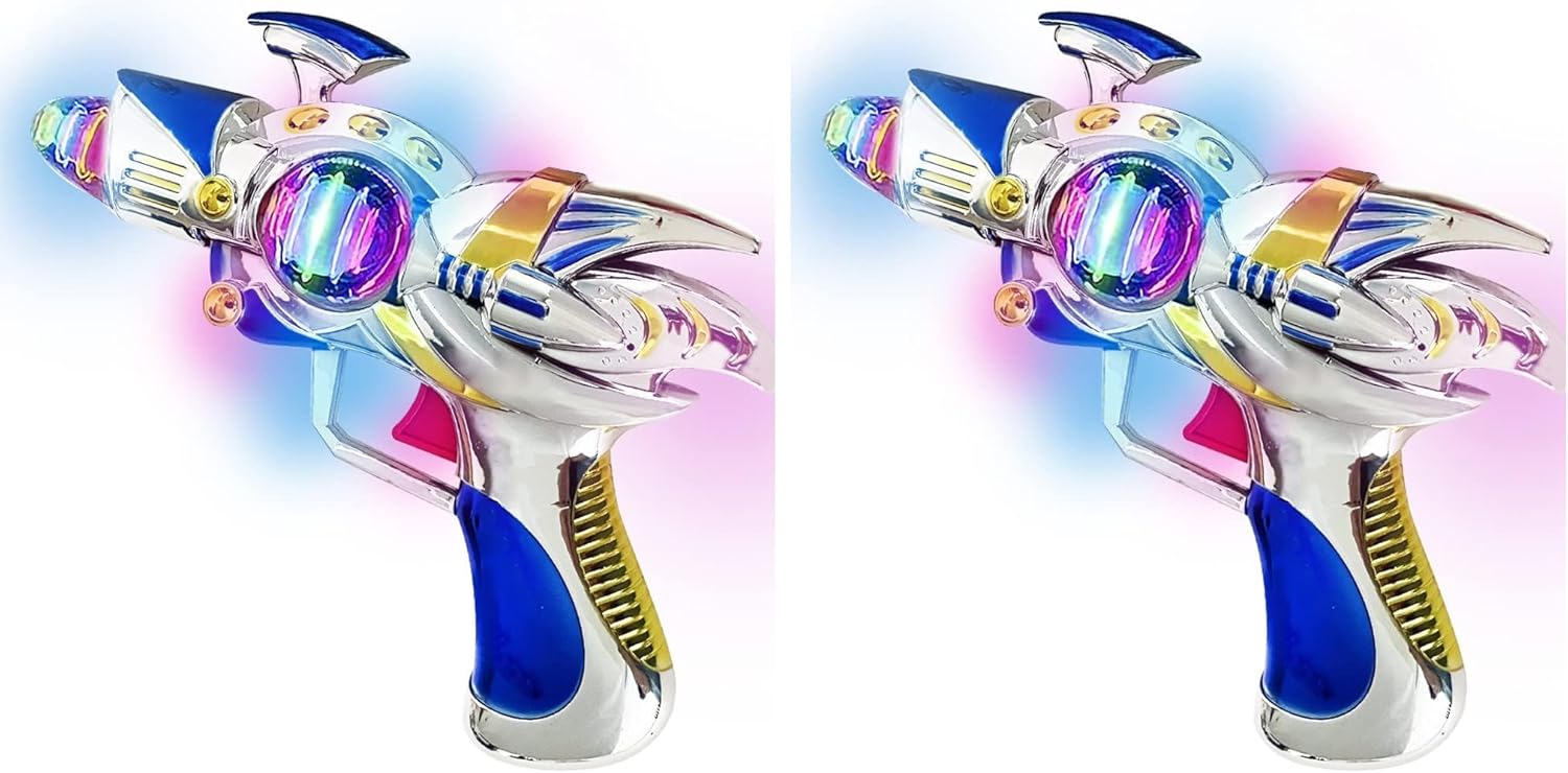 ArtCreativity Space Blaster Toy Gun - Light Up Alien Ray Gun with Flashing LEDs & Sound, Futuristic Space Gun Toy with Batteries Included, Fun Gift for Kids (Pack of 2)