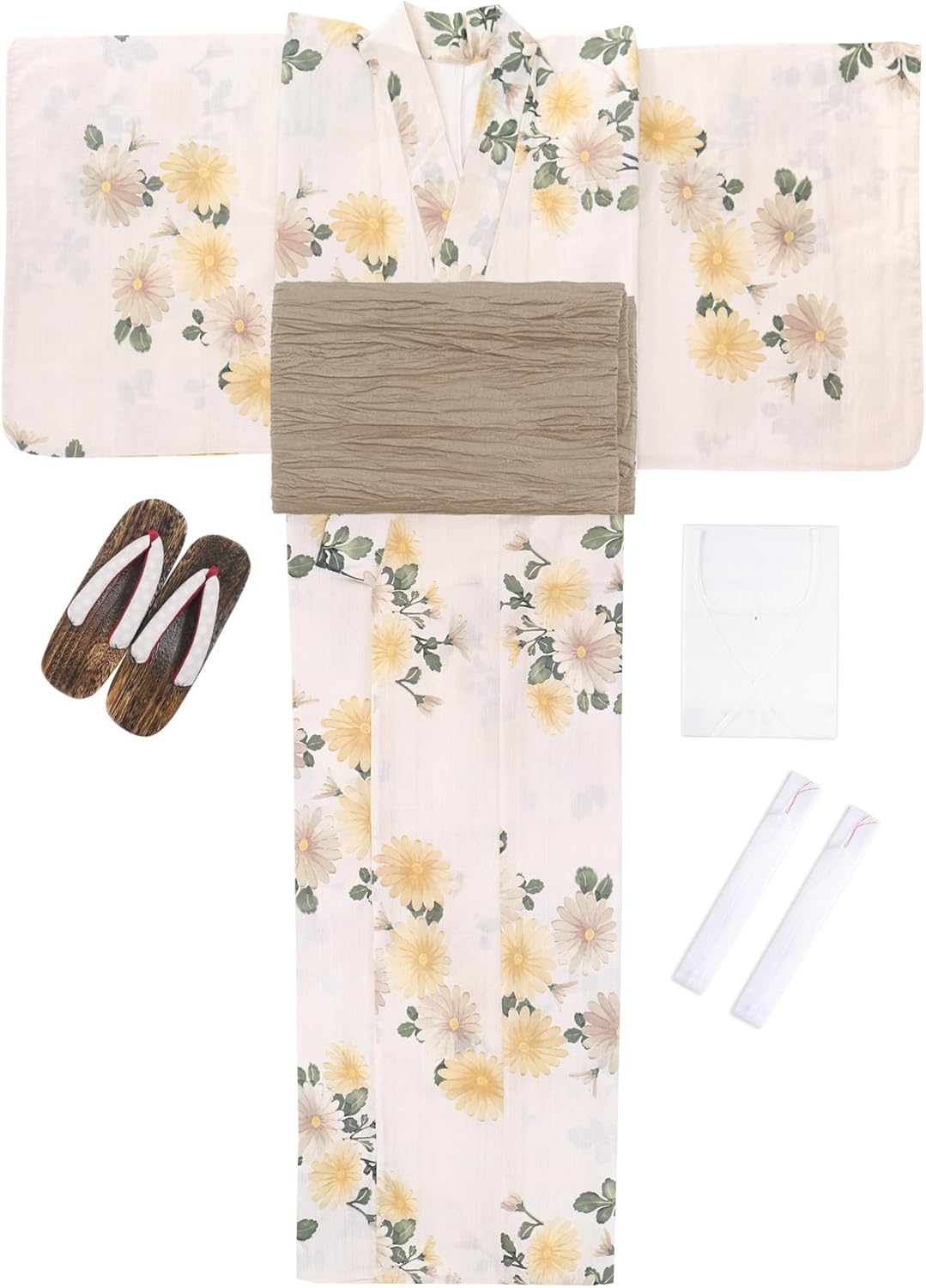 KYOETSU] [キョウエツ] 浴衣セット 変わり織 生成り 6点セット(浴衣