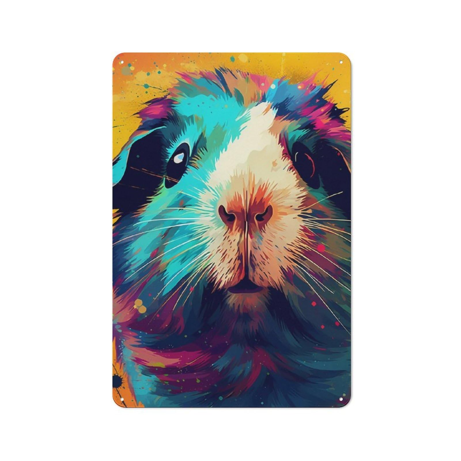 Junmoney Guinea Pig Colorful Vintage Printed Metal Sign 30X20cm For Workshop Wall, A Decorative Gift For A Newly Furnished Workshop