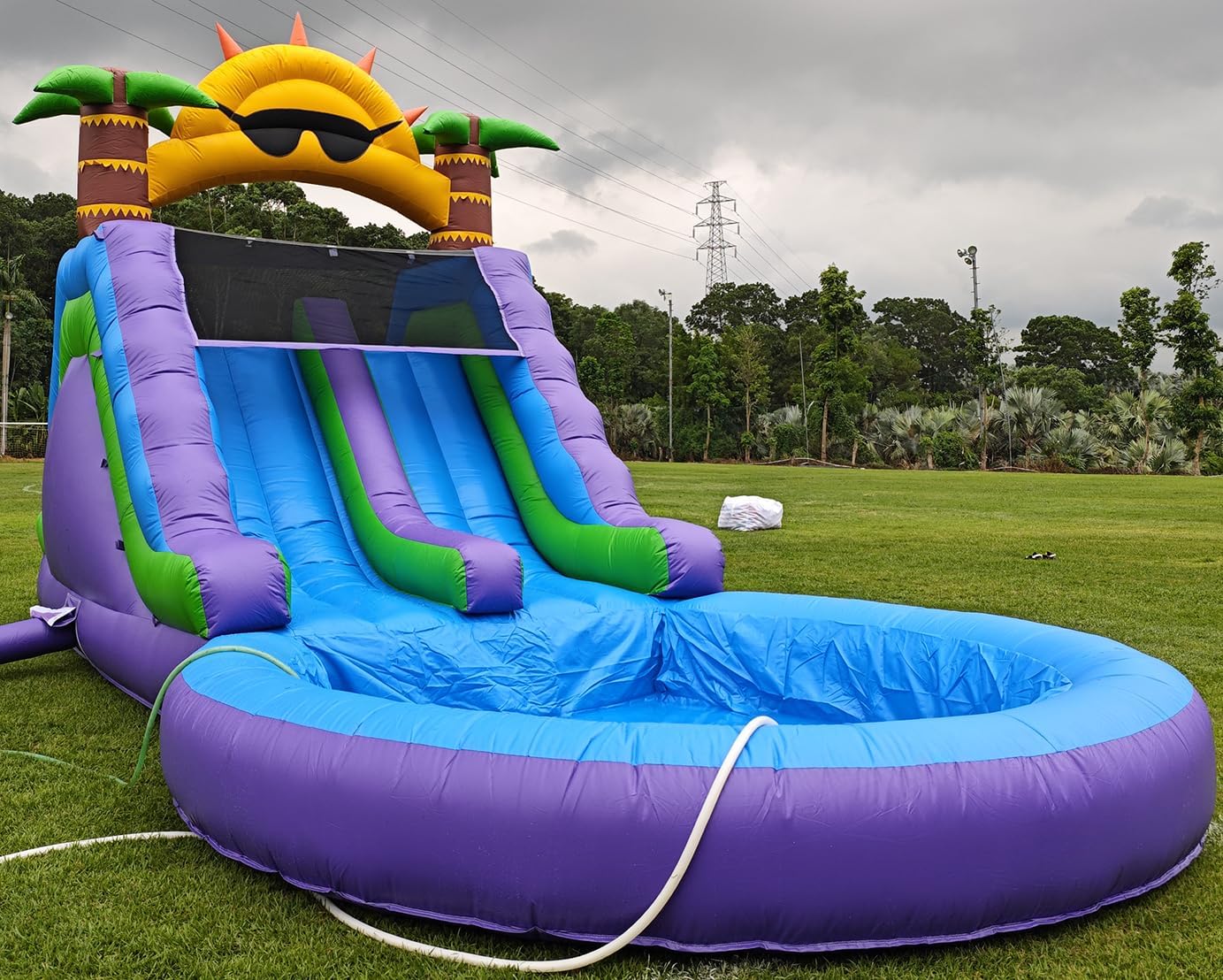26FT(L) Commercial Grade Water Slide for Adults, (Doul Lane) (Heavy Duty Full PVC) (Large Airtight Water Pool), (1100w UL Blower), Inflatable Waterslide for Backyard, Outdoor Blow up Park