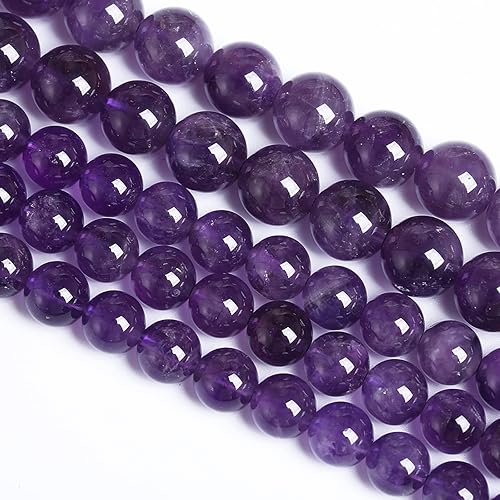 Miniatura 2 de 60 piezas de cuentas de cuarzo de cristal de amatista púrpura de piedra natural de 6MM grado AAA para hacer joyas pulsera DIY