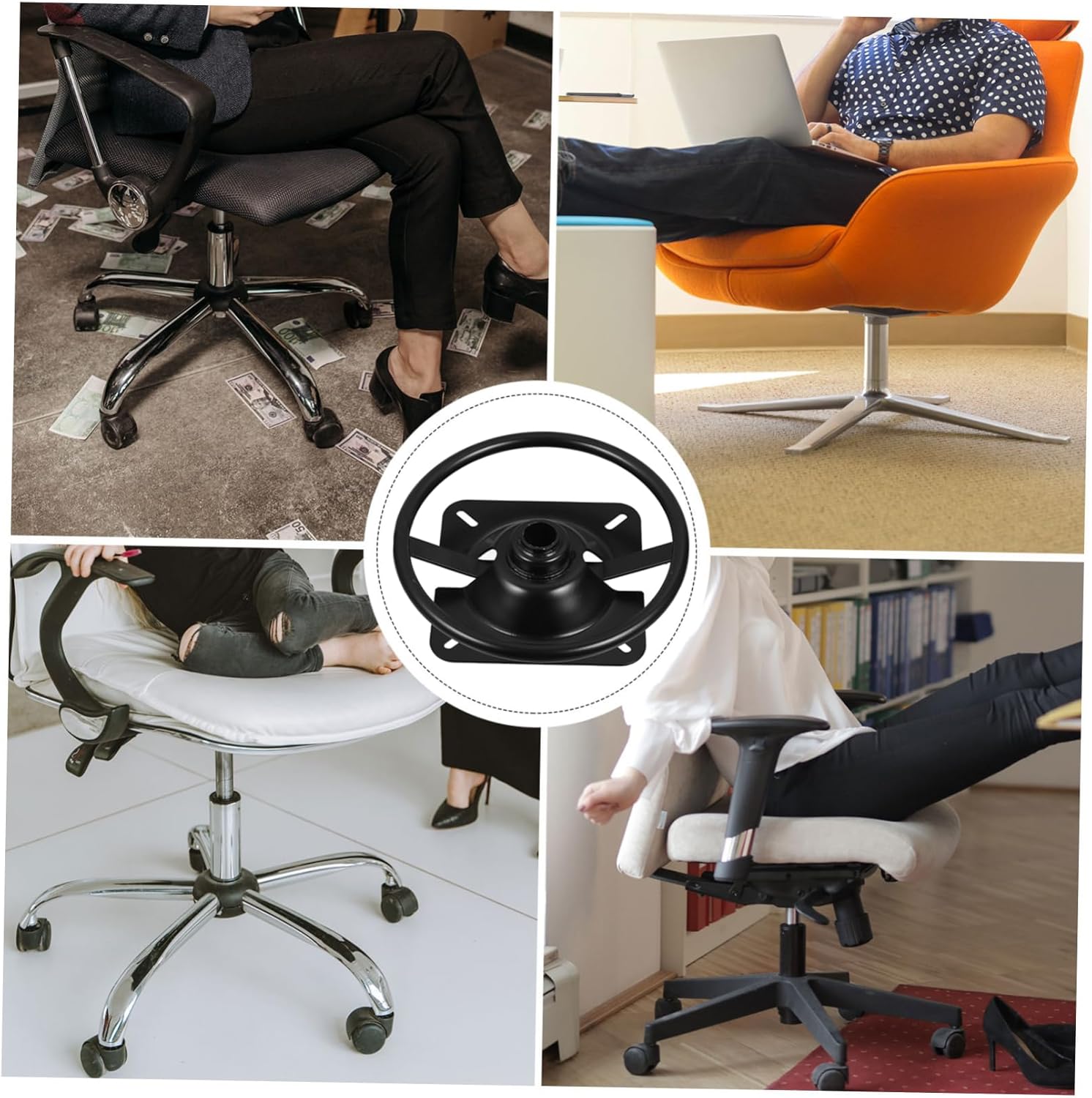 Swivel Chair Base Replacement for Office and Gaming Chairs Heavy Duty Plate Glide Functionality for Enhanced Comfort and Stability