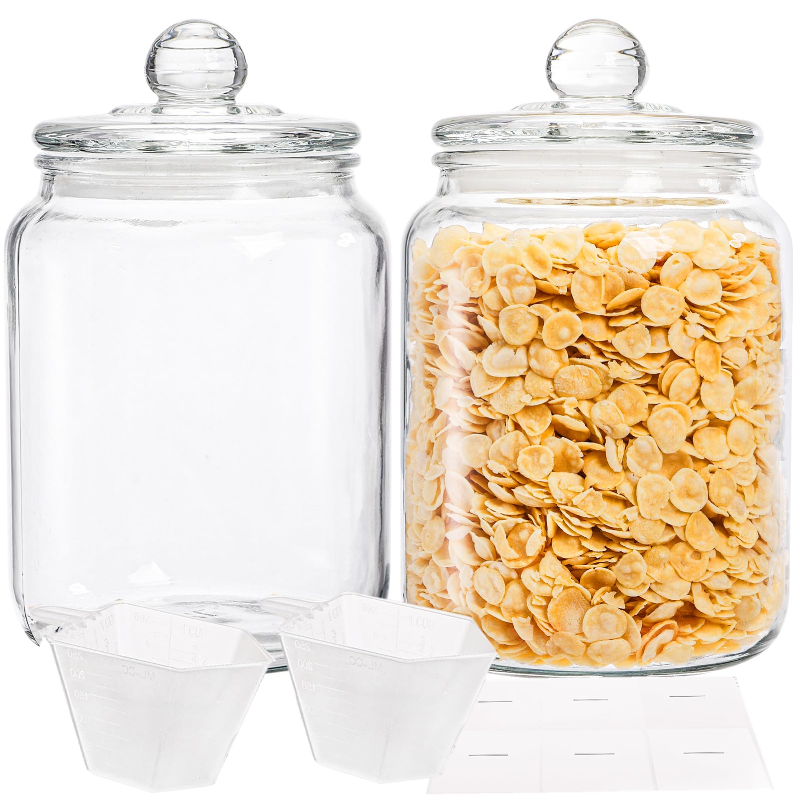 Nicunom 2 Pack Glass Jars, 2 L Wide Mouth Glass Jar for Kitchen Storage and Laundry Room Organization, Cookie Jar Glass Storage Containers for Dried Foods, Candy, Flour, Detergent Pods
