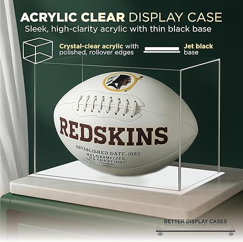 Vista 354 de Better Display Cases Versátil vitrina de acrílico transparente - Caja rectangular grande con base blanca 18" x 12" x 3" (BK09)