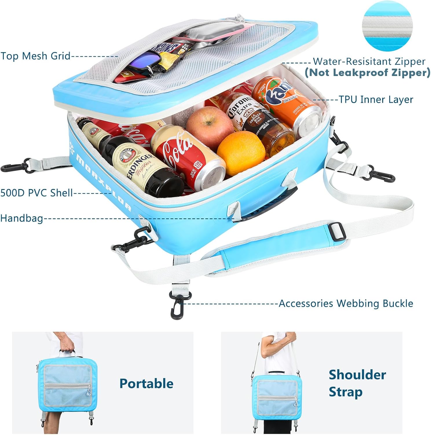 MORXPLOR Waterproof PVC Paddleboard Cooler Deck Bag - 12 Can Soft Insulated Cooler for Paddleboarding, Camping, Kayaking