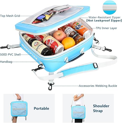 Miniatura 81 de Bolsa térmica impermeable de PVC para paddleboard, 12 latas, enfriador aislado suave para paddleboard, camping, kayak Azul oscuro