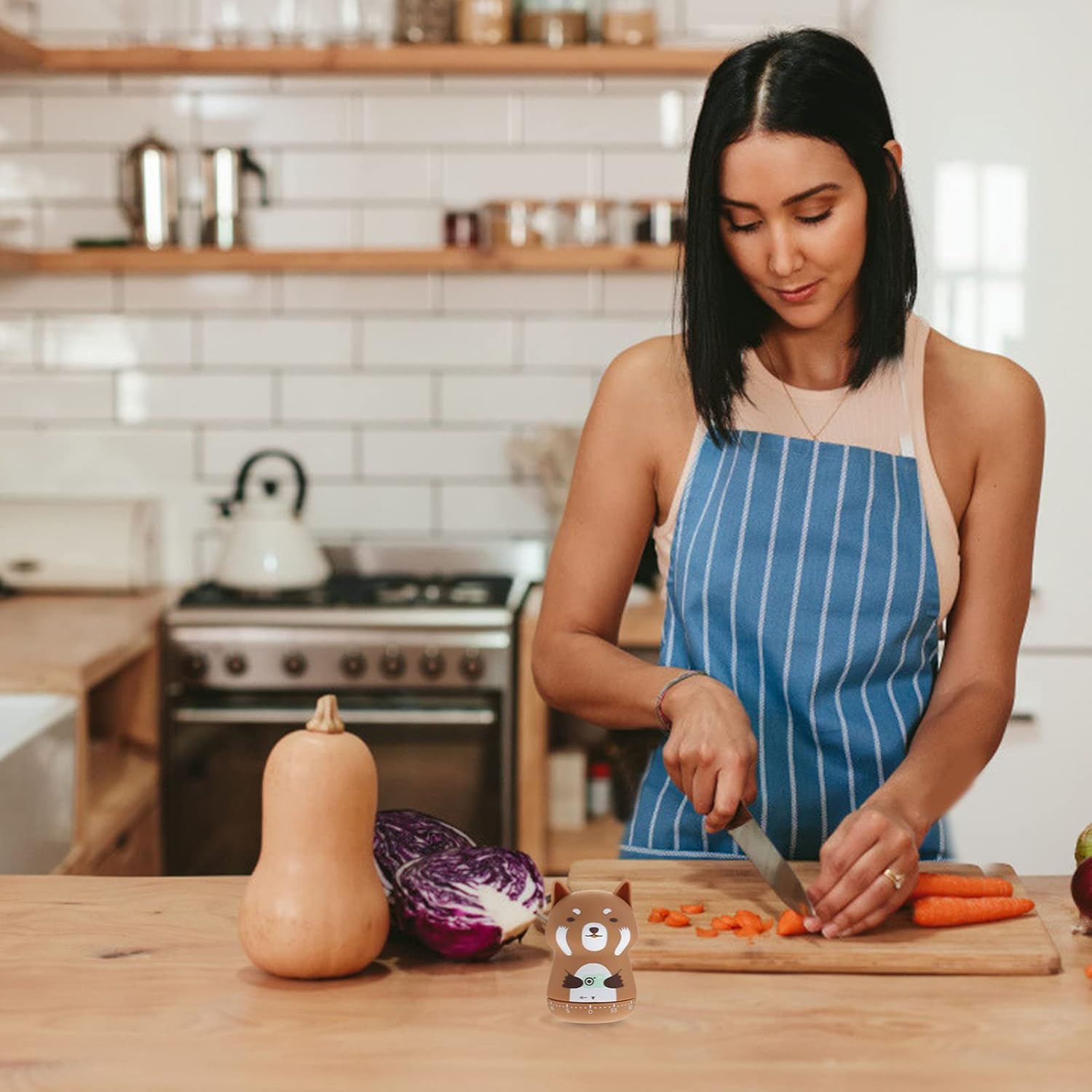 Hemoton メカニカルキッチンタイマーかわいい漫画猫のタイマー60分キッチンクッキングタイマークロックラウドアラームカウンタミニサイズ手動 タイマーキッチン教室用 最安