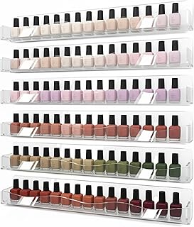 YMVV 15" Nail Polish Racks Wall Mounted Shelf,6 Pack Clear Acrylic Nail Polish Organizer Nail Supplies for Nail Techs,Great Display for Salons Retailers