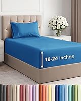 Vista 21 de Juego de sábanas Queen de bolsillo extra profundo, sábanas transpirables y refrescantes de 4 piezas, juego de sábanas de lujo de hotel, ultra suave