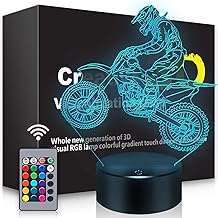 Dirt Bike Gift 3D Night Light, 16 Colors Changes Remote Control Motorcycle Lamp, LED Dirtbike Decor Toys for Boys Girls Room Birthday Xmas Christmas Gifts for Kids…