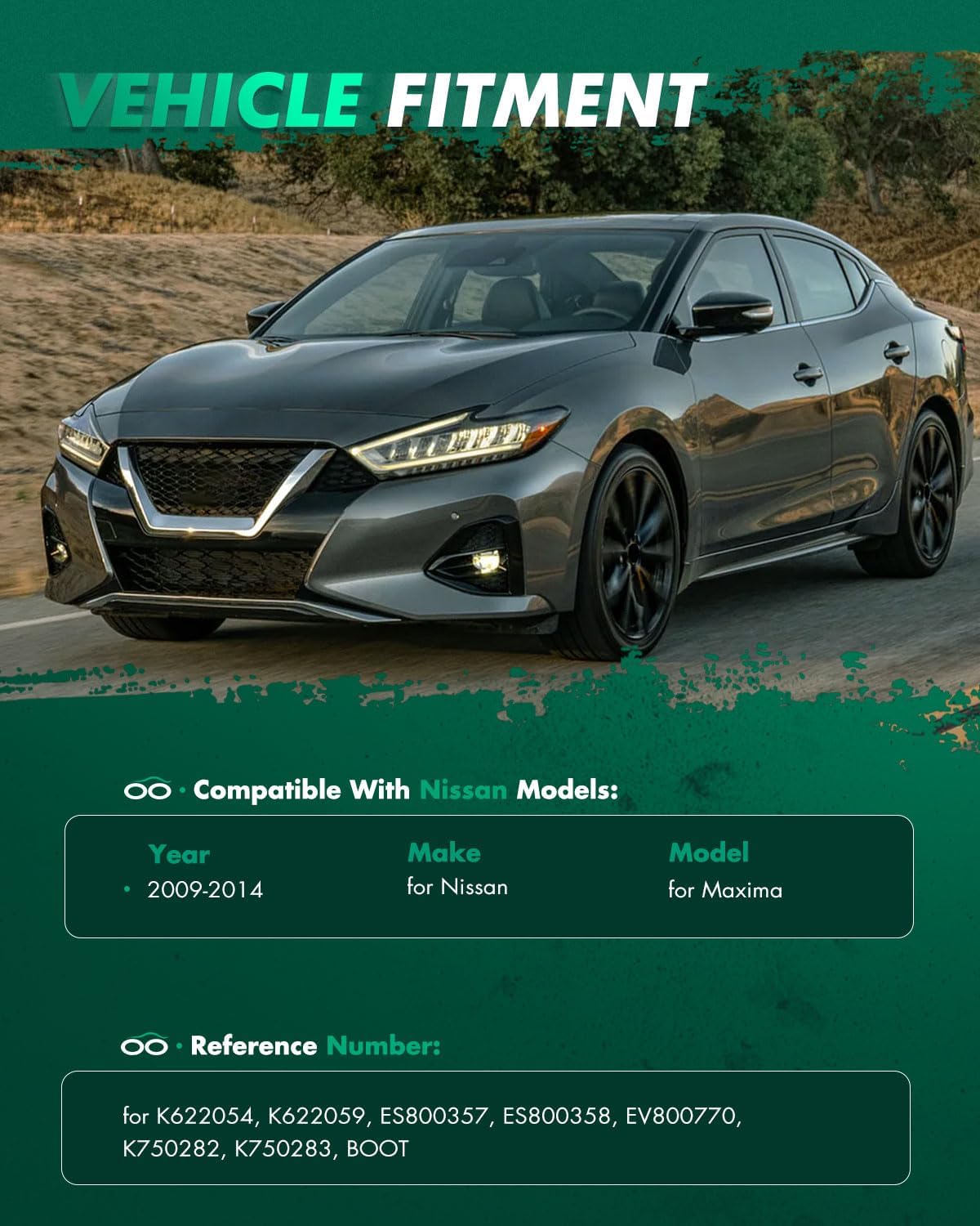 SCITOO 10pcs Front Suspension Kit Lower Control Arm with Ball Joint fit 2009-2014 for Nissan Maxima with Outer Inner Tie Rod End Steering Boot Sway Bar Link