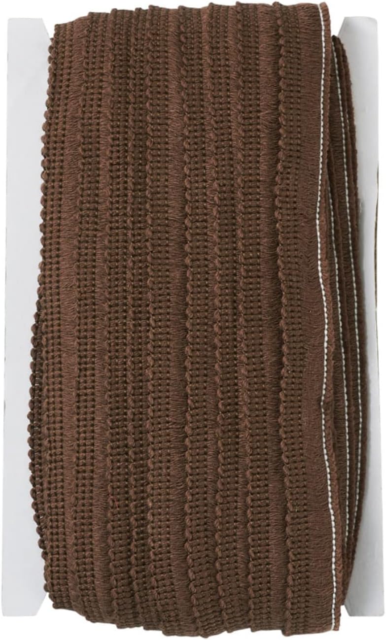 27.34 Yards/25cm Coconut Brown Polyester Fringe Tassel Lace Trim 5/8 Inch Wide Cotton Braided Ribbons with Paper Card Fringe Fibre Trim for Clothes Sewing Furniture DecorDIY Tassel Pendants Making