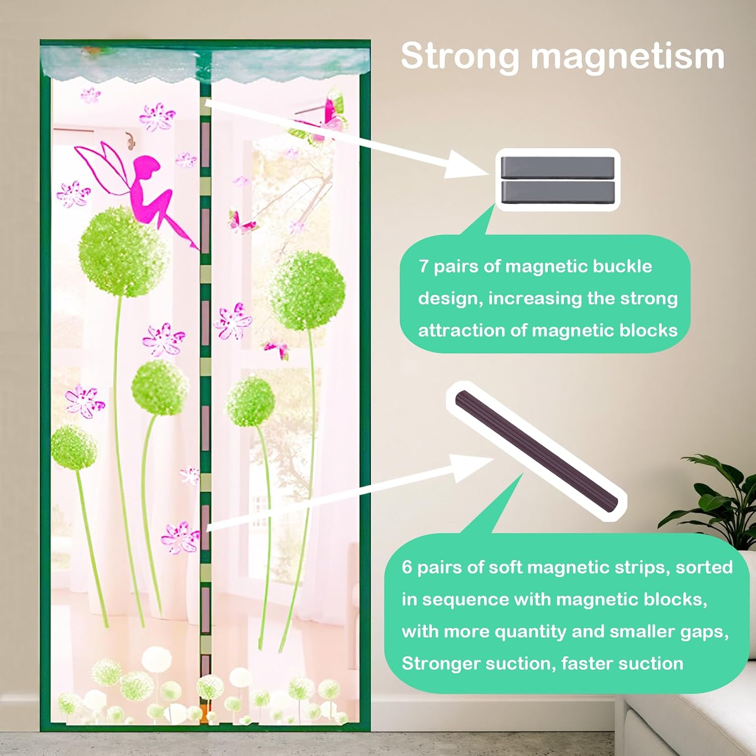 Door Mesh Screen with Magnet, Fly Hanging Temporary Magic Patio Heavy Duty Front Back Screen Magnetic Closure, Portable French Net for Door to Keep Bugs Out Doorway Curtain 35x83 in