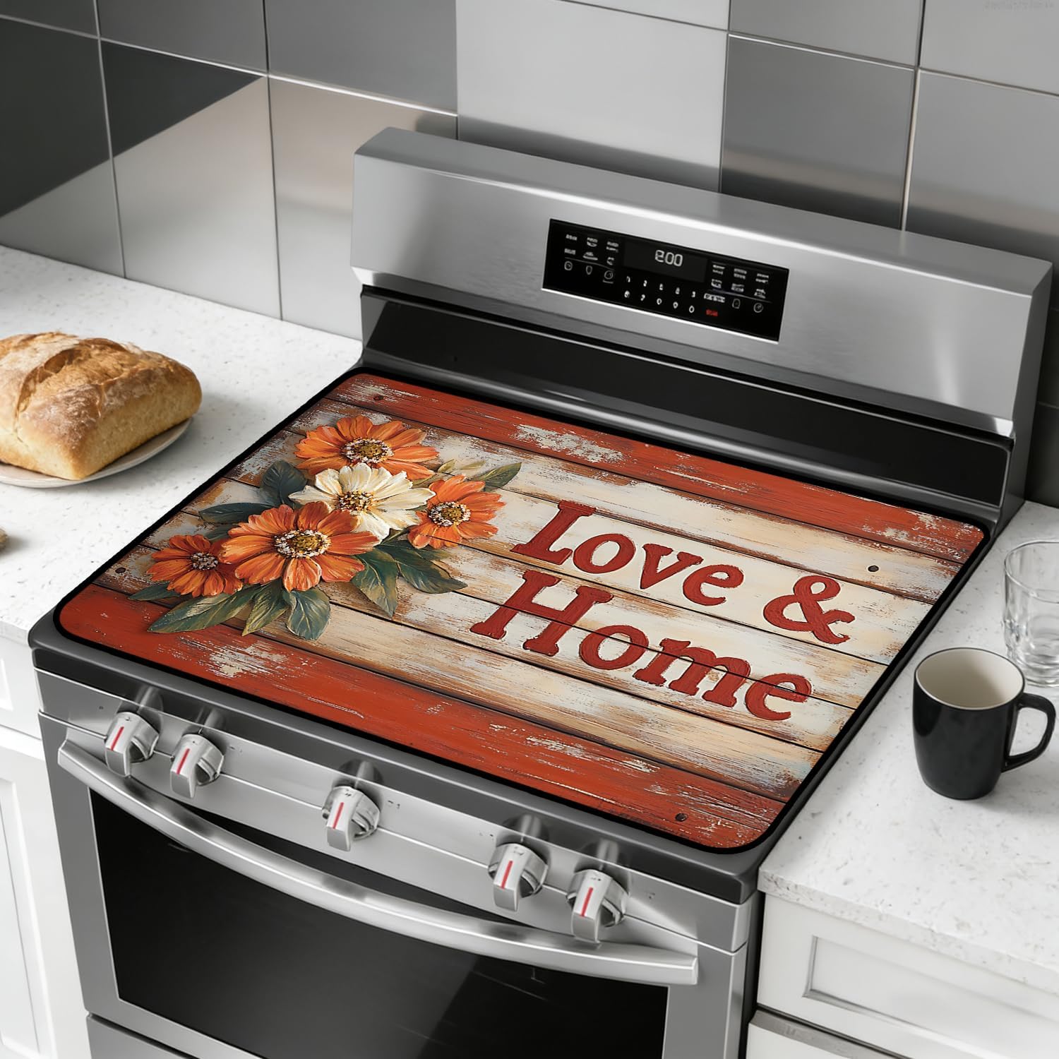 Stove Top Cover for Electric Stove 28" x 20", Heat Resistant Cooktop Cover with Anti-Slip Backing, Scratch Resistant Multi-Purpose Stove Cover, Expands Kitchen Countertop Space