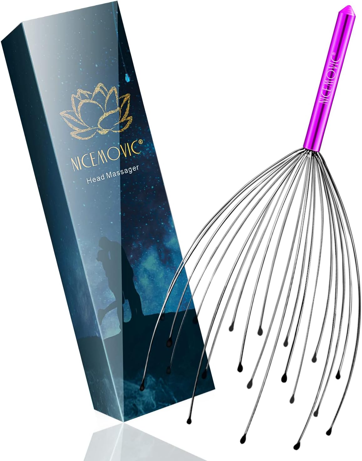 NICEMOVIC Scalp Massager, Head Massager Scratcher Tingler with 20 Fingers, Hair Scalp Scratcher for Deep Relaxation and Stress Relief(Purple) : Health & Household