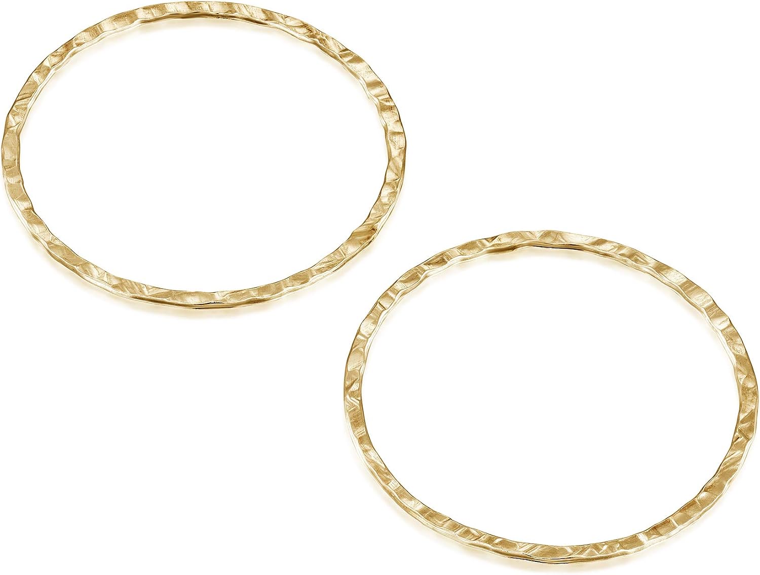 Hand Hammered 14k Gold Filled 25 mm Hoops Rings or Circles Jewelry Findings for Your DIY Earrings Necklaces & Bracelets Creations, 4 Pcs