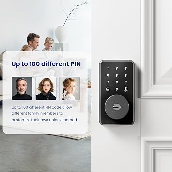 Biquole Keyless Entry Door Lock with Keypad-Electronic Door Lock with Code | Smart Deadbolt Lock for Front Door, Electronic Digital Keypad Deadbolt, Auto-Lock | One-time Codes | Easy Install | IP53