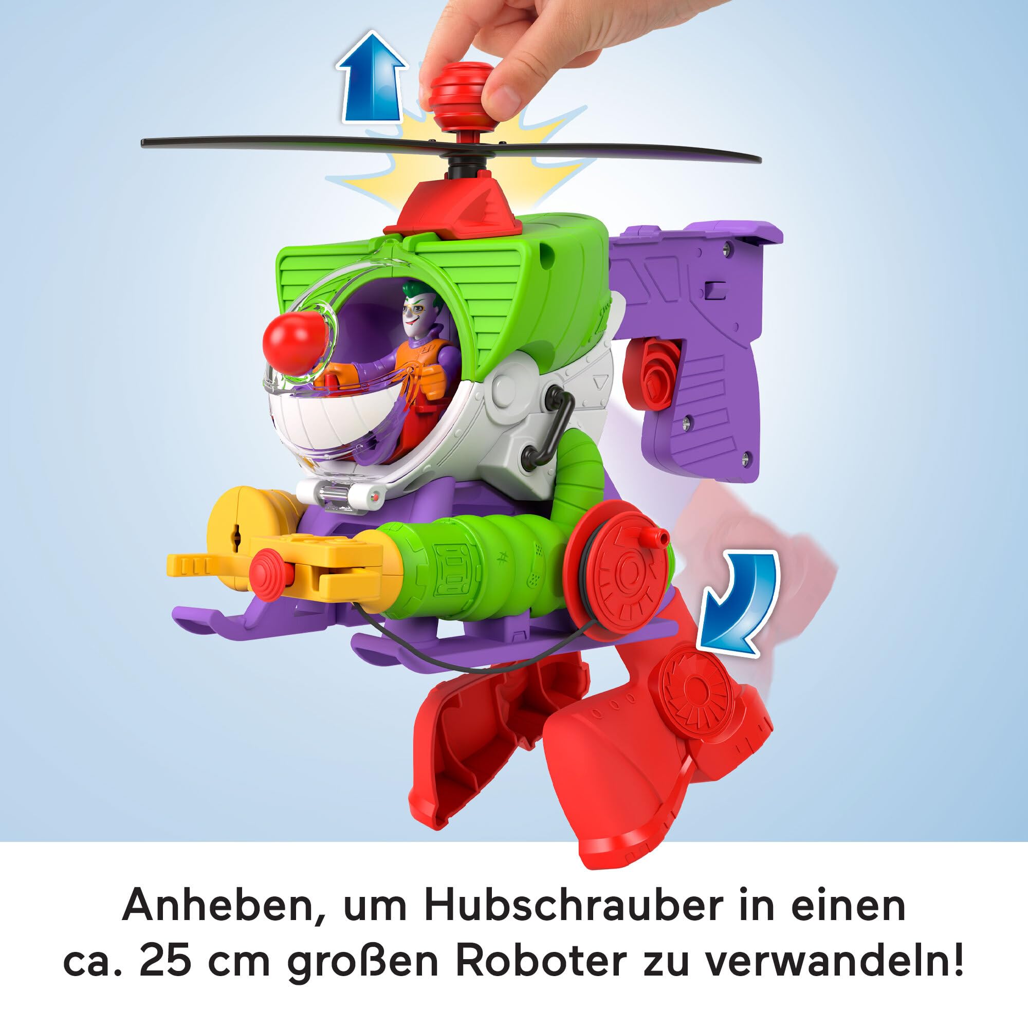 Fisher-Price IMAGINEXT DC Super Friends Joker Robocopter - 2-in-1-Helikopter mit Verwandlungsfunktion und Geschosszubehör, inklusive Joker-Figur und Power Pads für Kinder von 3 bis 8 Jahren, HMV09