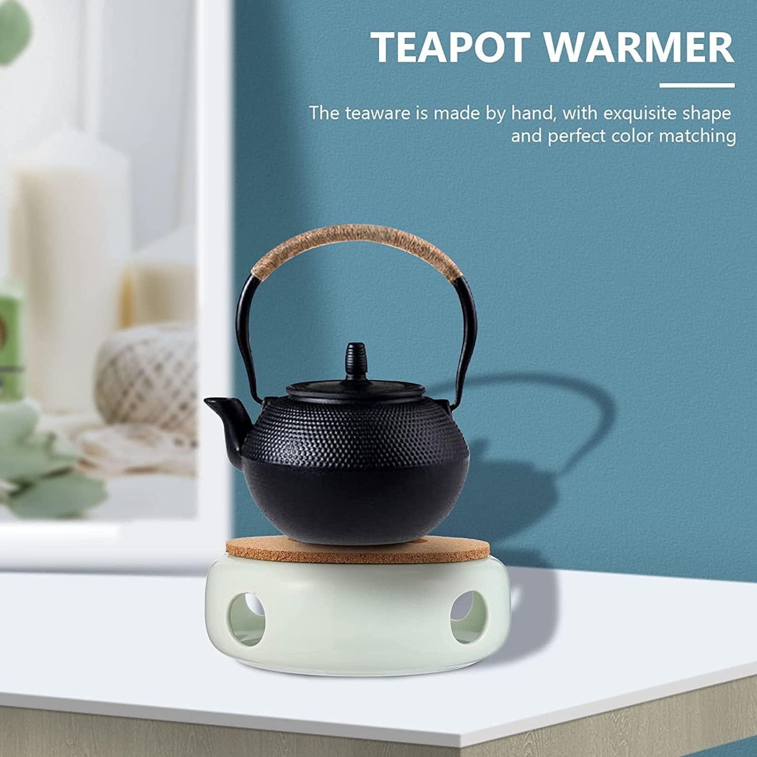 Teapot Warmer Tea Warmer Tea Light Holder Ceramic Teapot Warmer Base Tea Light Warmer Candle Heating Heater for Glass Teapot Cast Iron Teapot Stainless Steel Tea Kettles Heatproof Dish Green ( Color :