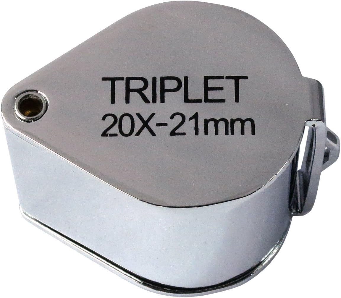 HTS 203E0 20x 21mm Chrome Triplet Jeweler's Loupe with Leather Case image 2