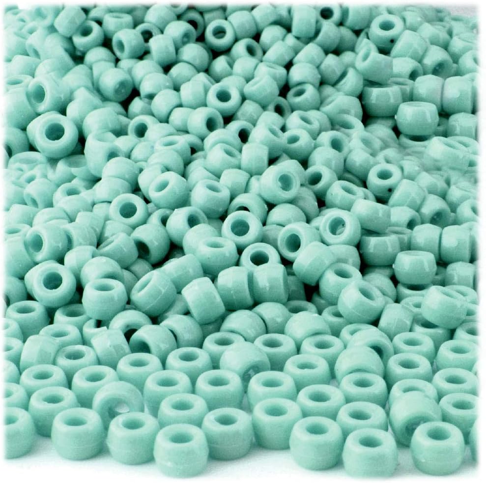 The Crafts Outlet 1,000pc Plastic Round Opaque Pony Beads 9x6mm Turquoise beads
