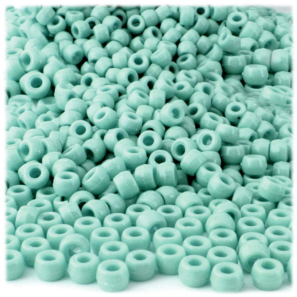 The Crafts Outlet 1,000pc Plastic Round Opaque Pony Beads 9x6mm Turquoise beads