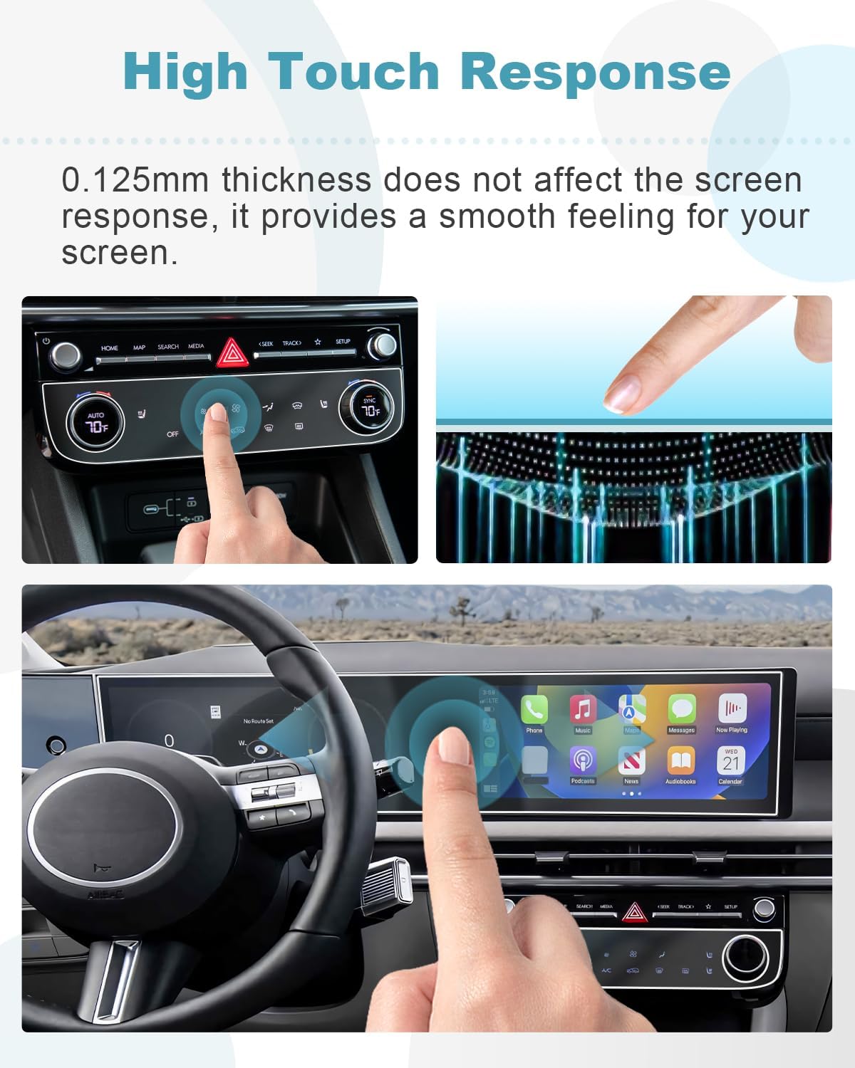 CDEFG 4PCS for 2025 2026 Hyundai Tucson Screen Protector for 2025 2026 Hyundai Santa Cruz Screen Protectors Tucson Hybrid 2025 Accessories Dual Screens and AC Climate Display Protector